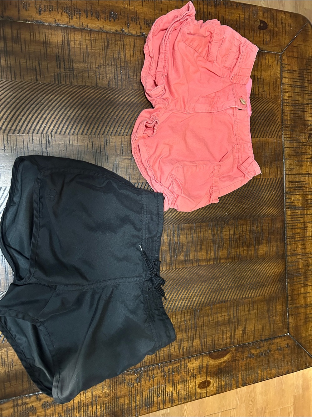OP Girls Coral Pink & Black Casual Shorts Set
